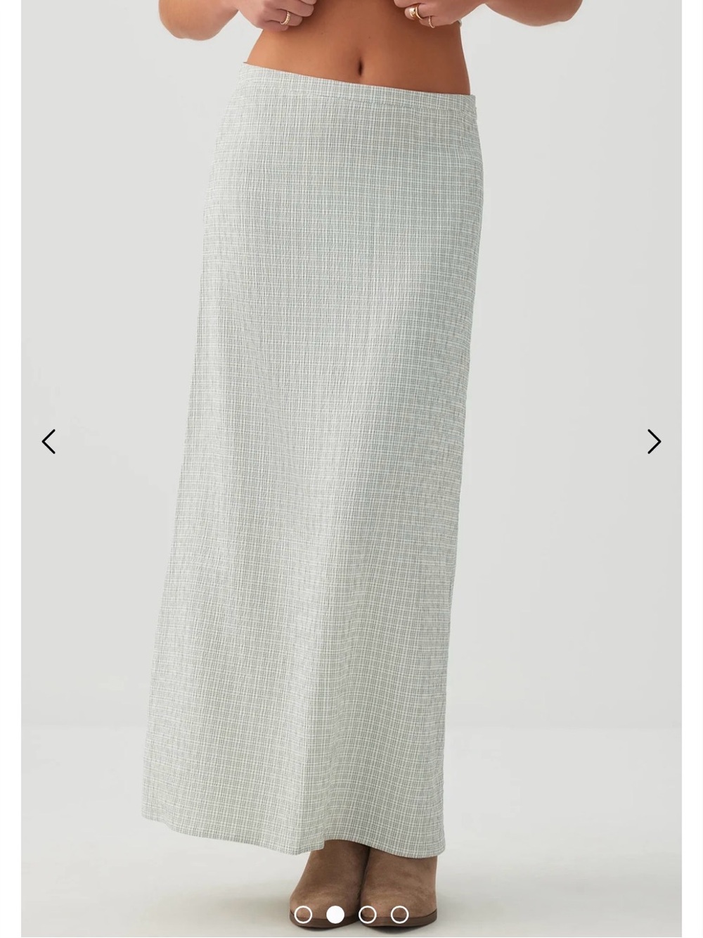 Seersucker checkered maxi skirt
